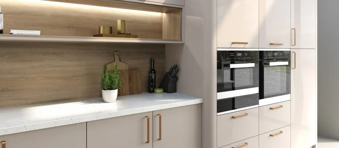 Tremendous quality and excellent value. Contact us today. Cream kitchen with wood accents