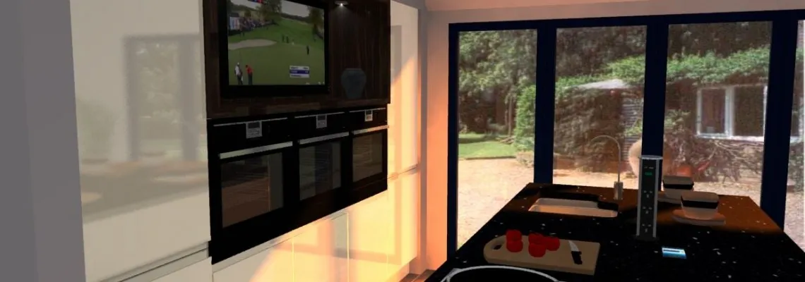 Image of a custom kitchen design using 3D technology