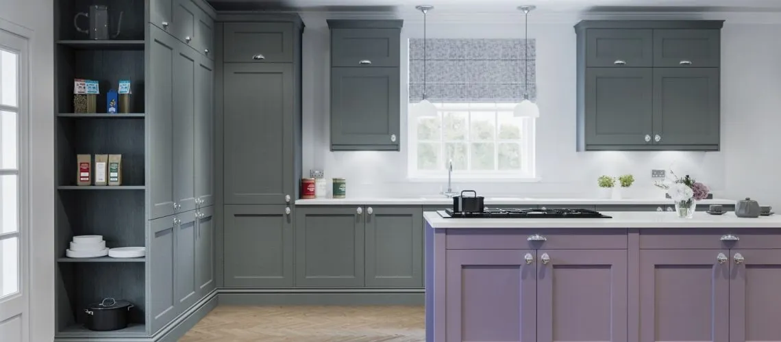 Georgian Cinder & Lavender Kitchen in grey and lavender